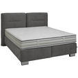 BOXSPRINGBETT 140/200 cm  in Anthrazit  - Chromfarben/Anthrazit, KONVENTIONELL, Textil/Metall (140/200cm) - Dieter Knoll