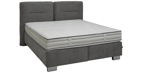 BOXSPRINGBETT 140/200 cm  in Anthrazit  - Chromfarben/Anthrazit, KONVENTIONELL, Textil/Metall (140/200cm) - Dieter Knoll