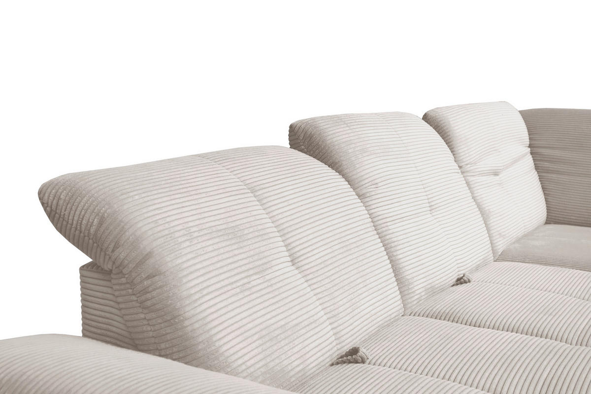 ECKSOFA in Cord Creme  - Creme/Schwarz, Design, Textil/Metall (313/242cm) - Xora
