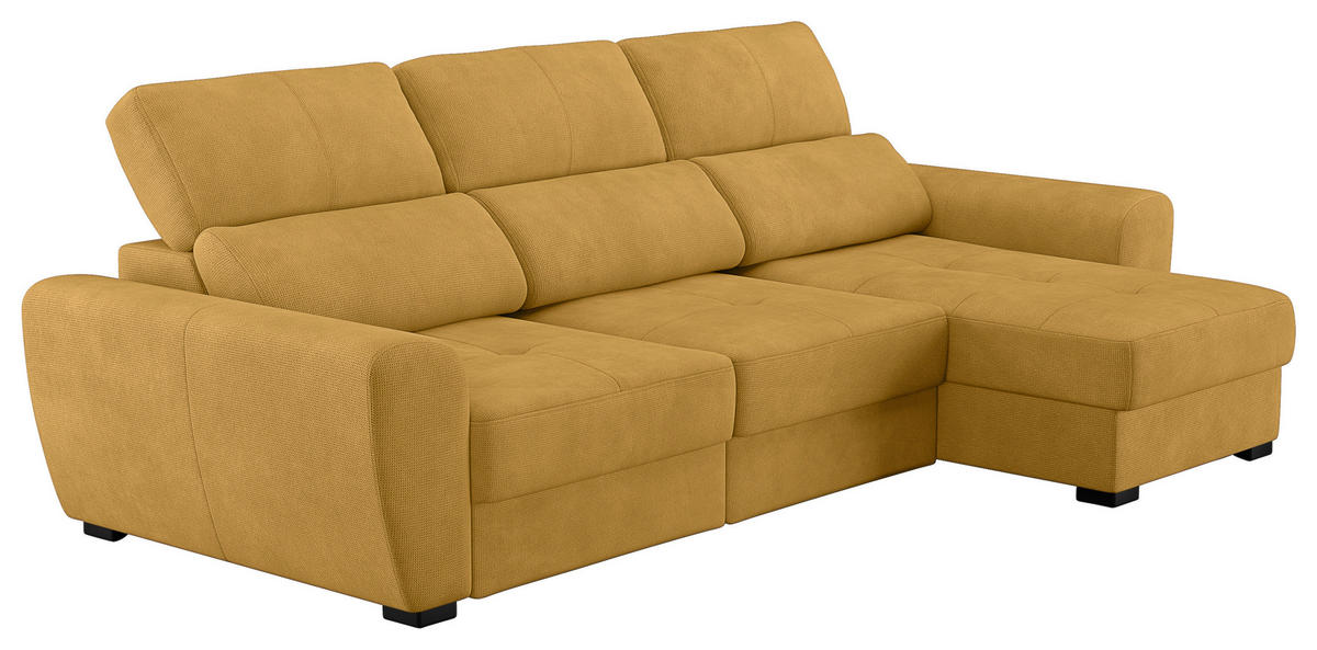 ECKSOFA in Mikrofaser Senfgelb  - Senfgelb/Schwarz, Konventionell, Kunststoff/Textil (285/177cm) - MID.YOU