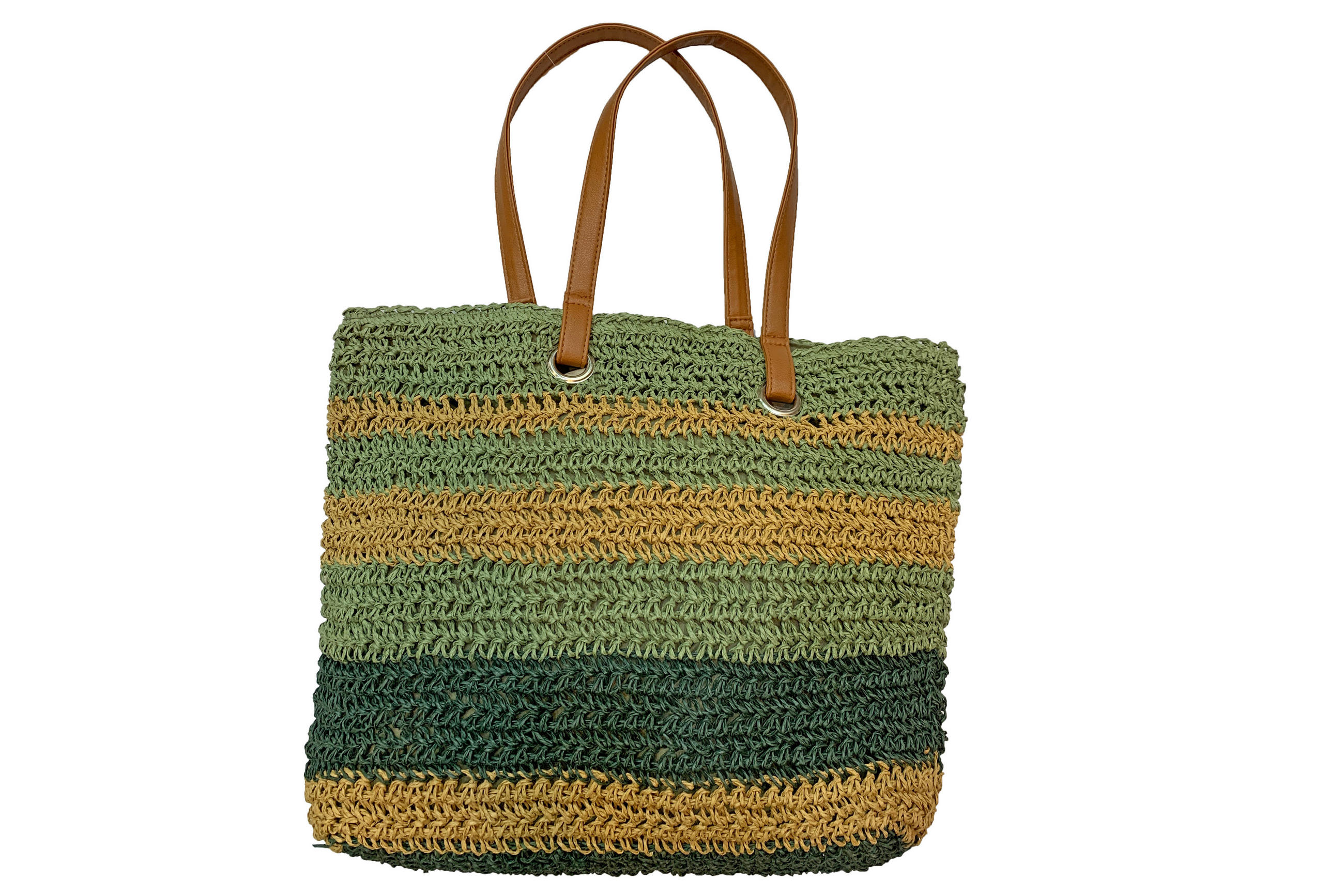 XXXLutz Schultertasche Natur, Dunkelgrün, Hellgrün 42x35x10 cm
