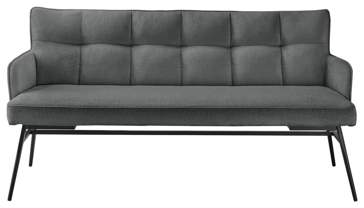 SITZBANK 180/88/68 cm Mikrofaser Schwarz, Dunkelgrau  - Dunkelgrau/Schwarz, Design, Textil/Metall (180/88/68cm) - SetOne by Musterring