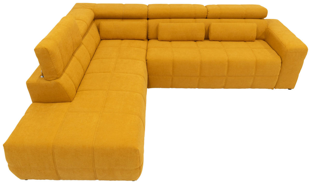 ECKSOFA Orange Mikrofaser  - Schwarz/Orange, Design, Kunststoff/Textil (228/275cm) - MID.YOU