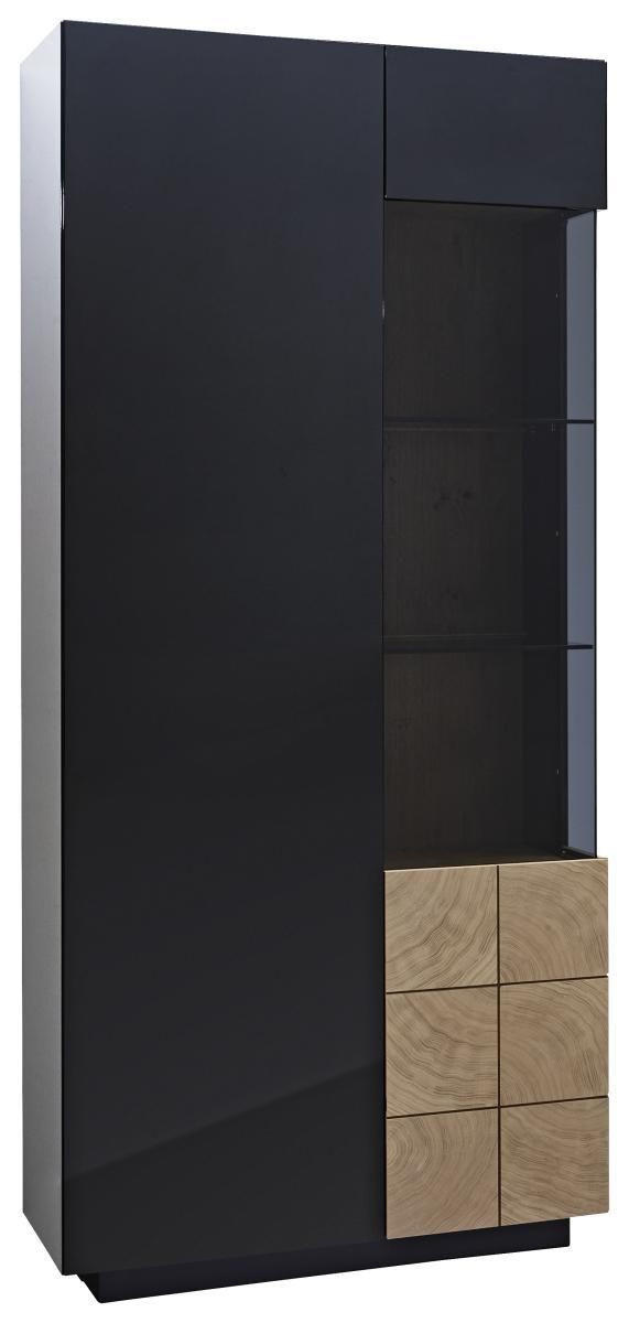 VITRINE  in furniert Eiche Eichefarben, Dunkelgrau - Eichefarben/Dunkelgrau, Design, Glas/Holz (90/200/42cm) - Ambiente