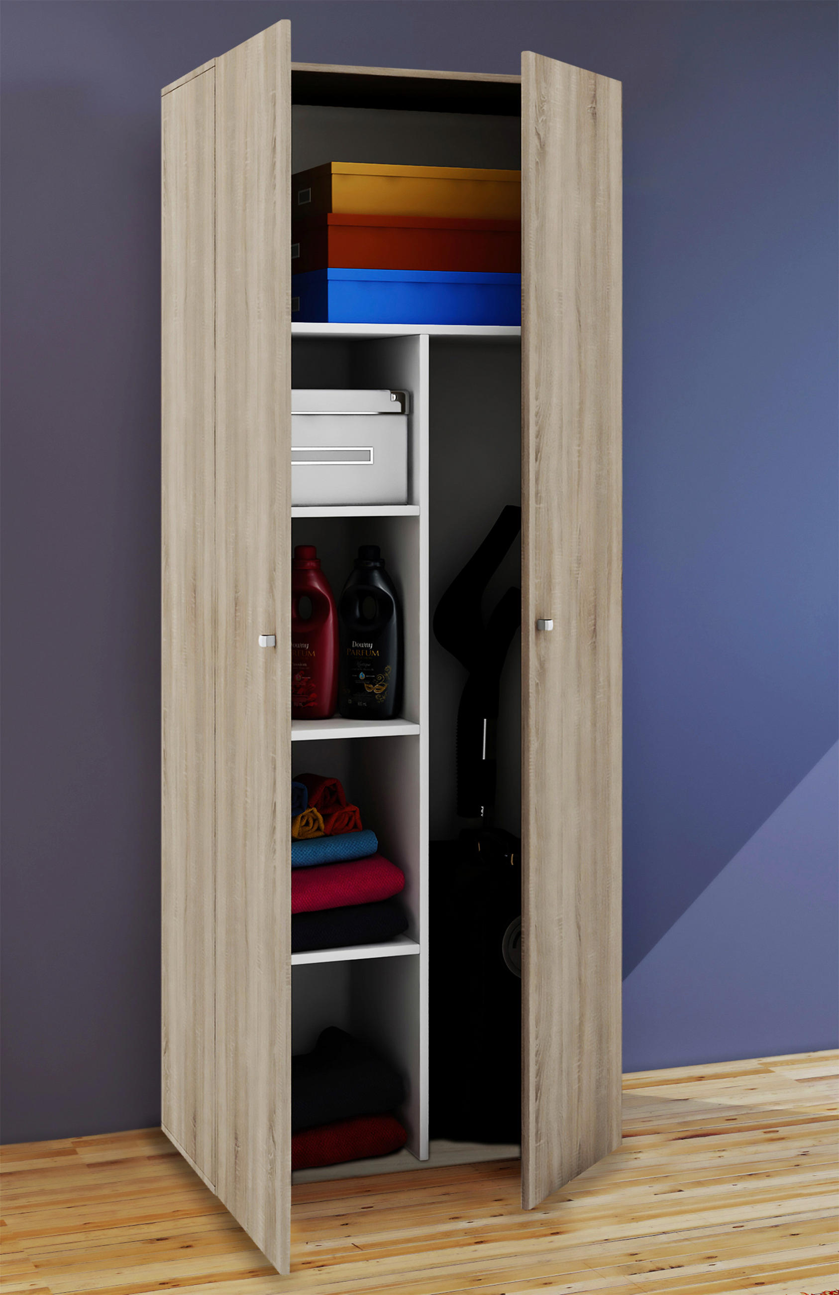 MEHRZWECKSCHRANK 70/178/40 cm  in Eichefarben  - Eichefarben/Silberfarben, Basics, Holzwerkstoff/Kunststoff (70/178/40cm) - MID.YOU