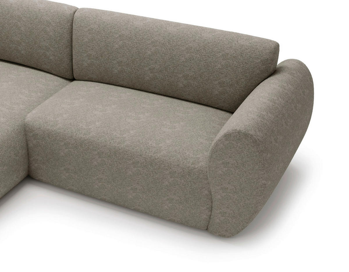 ECKSOFA SOLIS in Chenille Taupe  170/288 cm  - Taupe/Schwarz, Design, Kunststoff/Textil (170/288cm) - Livetastic