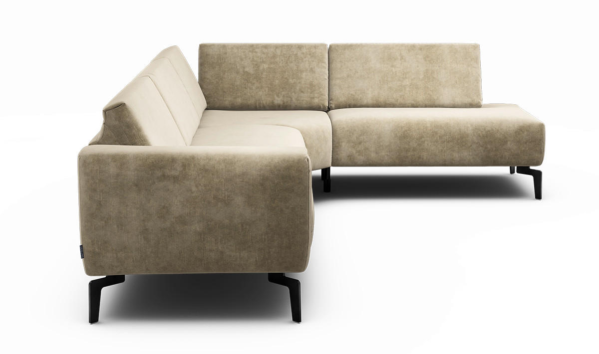 ECKSOFA Cosy Naturfarben Samt  - Schwarz/Naturfarben, Design, Textil/Metall (296/213cm) - SENSOO
