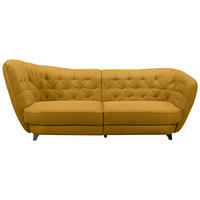 BIGSOFA in Flachgewebe Currygelb  - Chromfarben/Currygelb, Modern, Textil/Metall (256/85/115cm) - MID.YOU