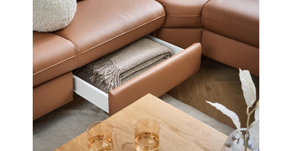 ECKSOFA in Echtleder Braun  239/271 cm  - Schwarz/Braun, Design, Leder/Metall (239/271cm) - Cantus