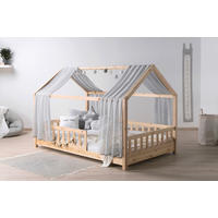 HAUSBETT 100/200 cm,  in Grau, Naturfarben  - Naturfarben/Grau, MODERN, Holz/Textil (100/200cm) - MID.YOU