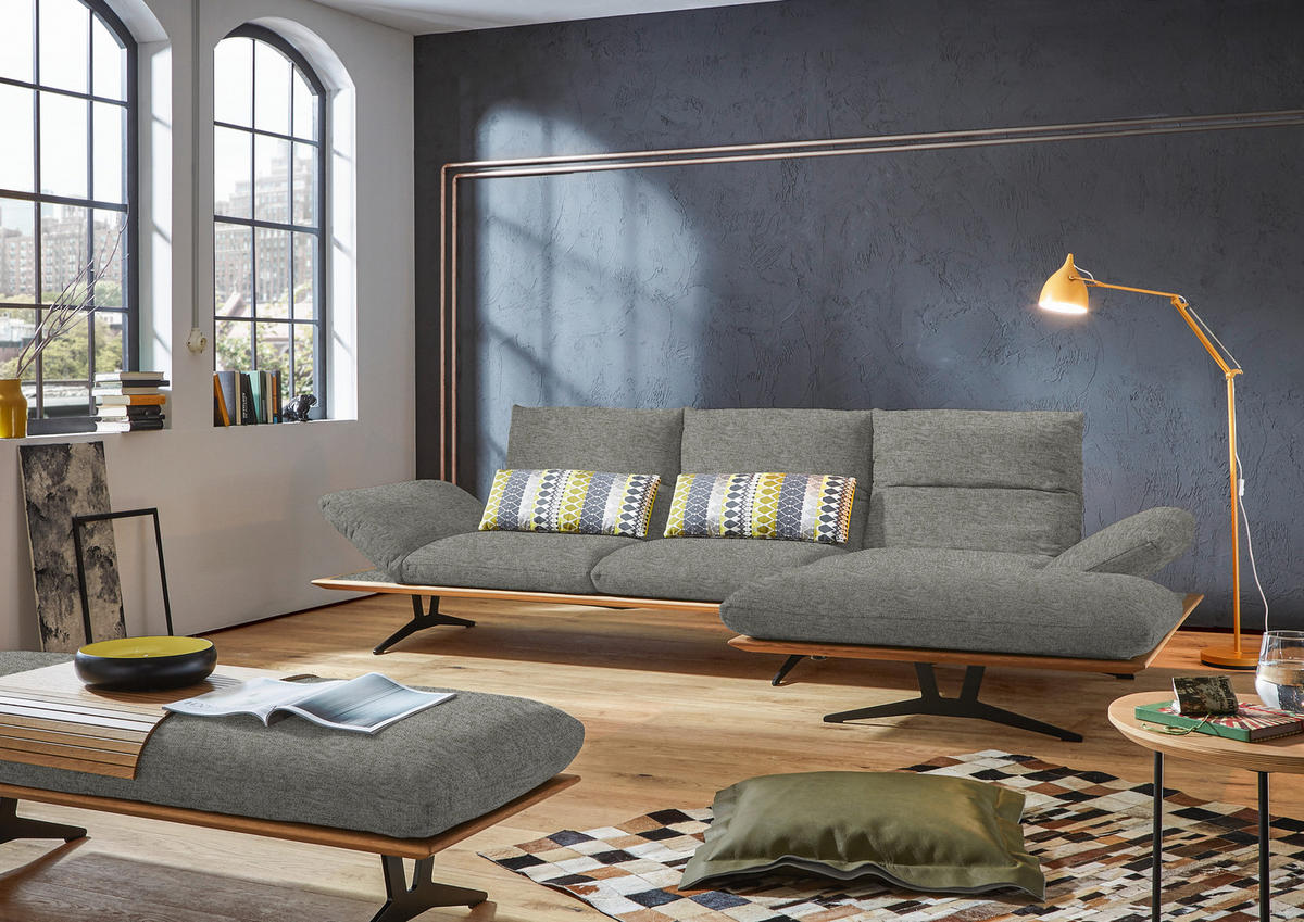 ECKSOFA in Flachgewebe Grau  314/159 cm  - Schwarz/Grau, Design, Holz/Textil (314/159cm) - Dieter Knoll