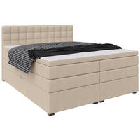 BOXSPRINGBETT 160/200 cm,  in Beige, Bettkasten, Topper, Matratzen, H3 = fest  - Beige/Schwarz, KONVENTIONELL, Kunststoff/Textil (160/200cm) - Boxxx