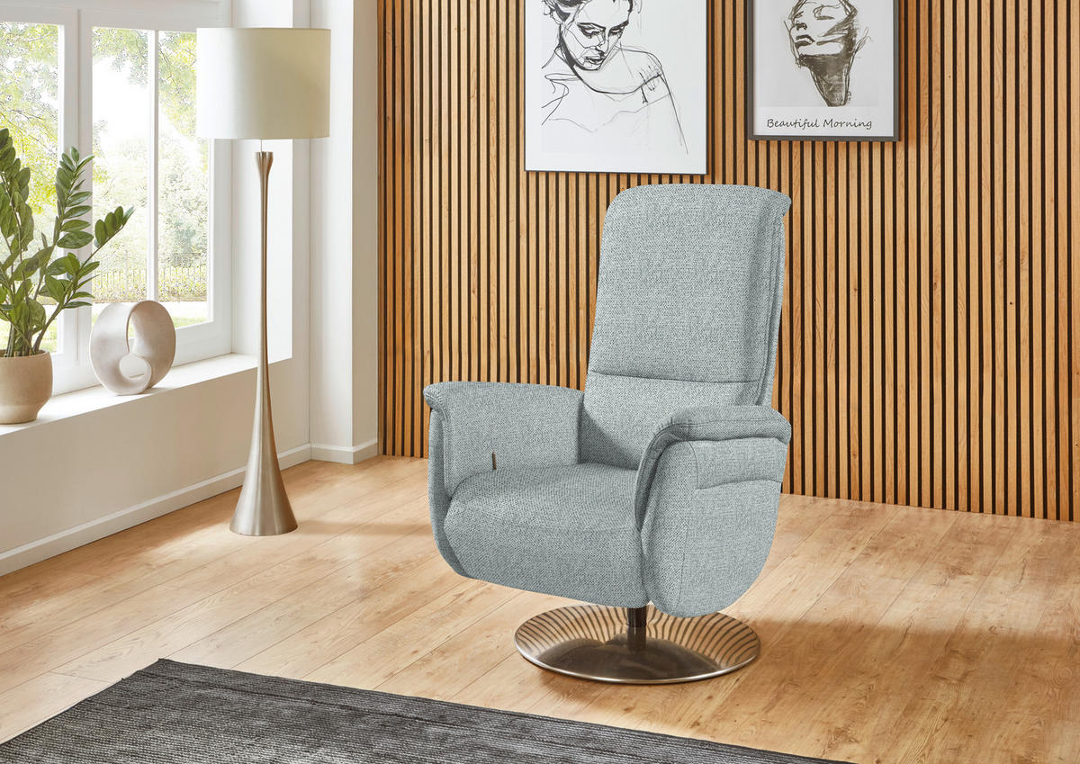 RELAXSESSEL in Textil Hellgrau  - Edelstahlfarben/Hellgrau, KONVENTIONELL, Textil/Metall (79/112/94cm) - Beldomo Premium