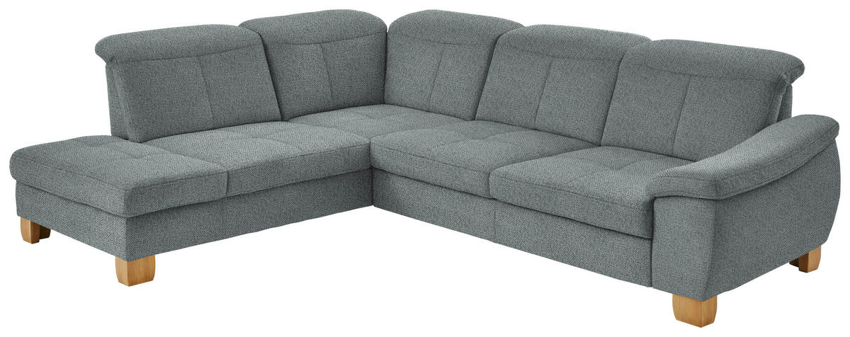 ECKSOFA in Flachgewebe Hellgrau  243/301 cm  - Wildeiche/Hellgrau, Natur, Holz/Textil (243/301cm) - Voleo