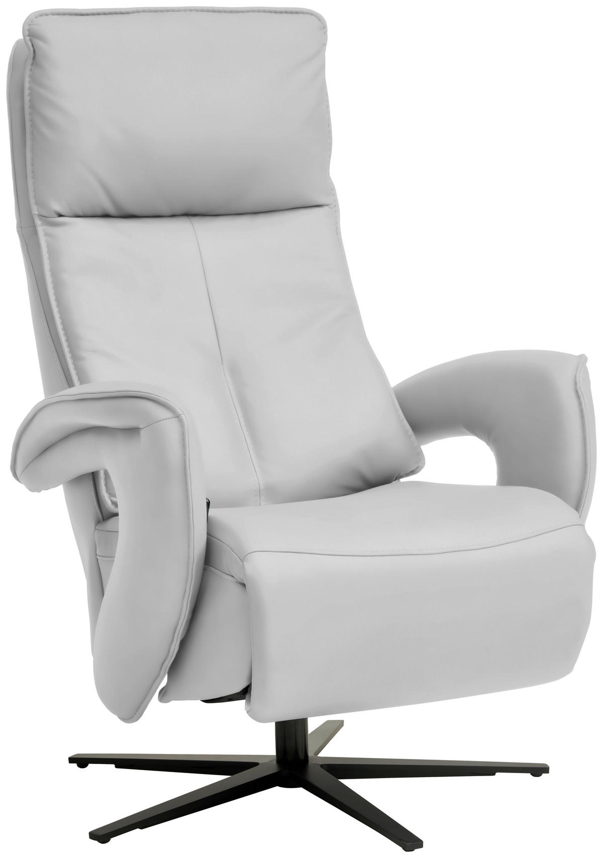 RELAXSESSEL in Leder Weiß  - Schwarz/Weiß, Design, Leder/Metall (77/119/87cm) - Valdera