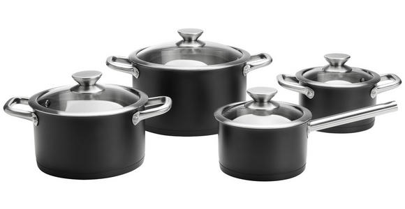 KOCHTOPFSET 4-teilig  - Klar/Schwarz, Basics, Glas/Metall - Homeware Profession.
