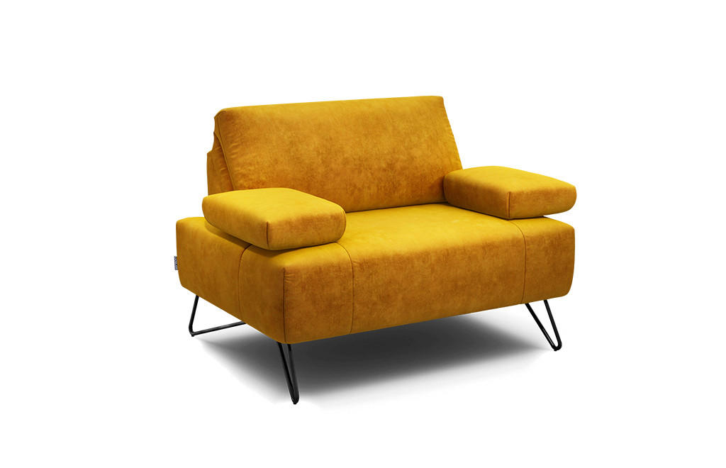 SESSEL Samt Gelb    - Gelb/Schwarz, Design, Textil/Metall (114-142/85/86-94cm) - SENSOO