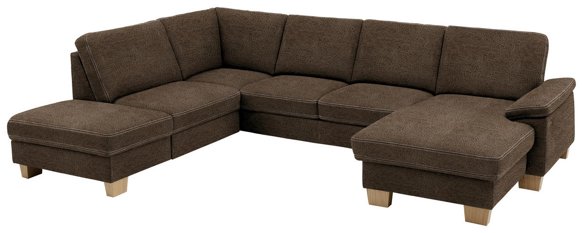 WOHNLANDSCHAFT Grau Mikrofaser  - Eichefarben/Beige, KONVENTIONELL, Holz/Textil (235/167cm) - Beldomo System