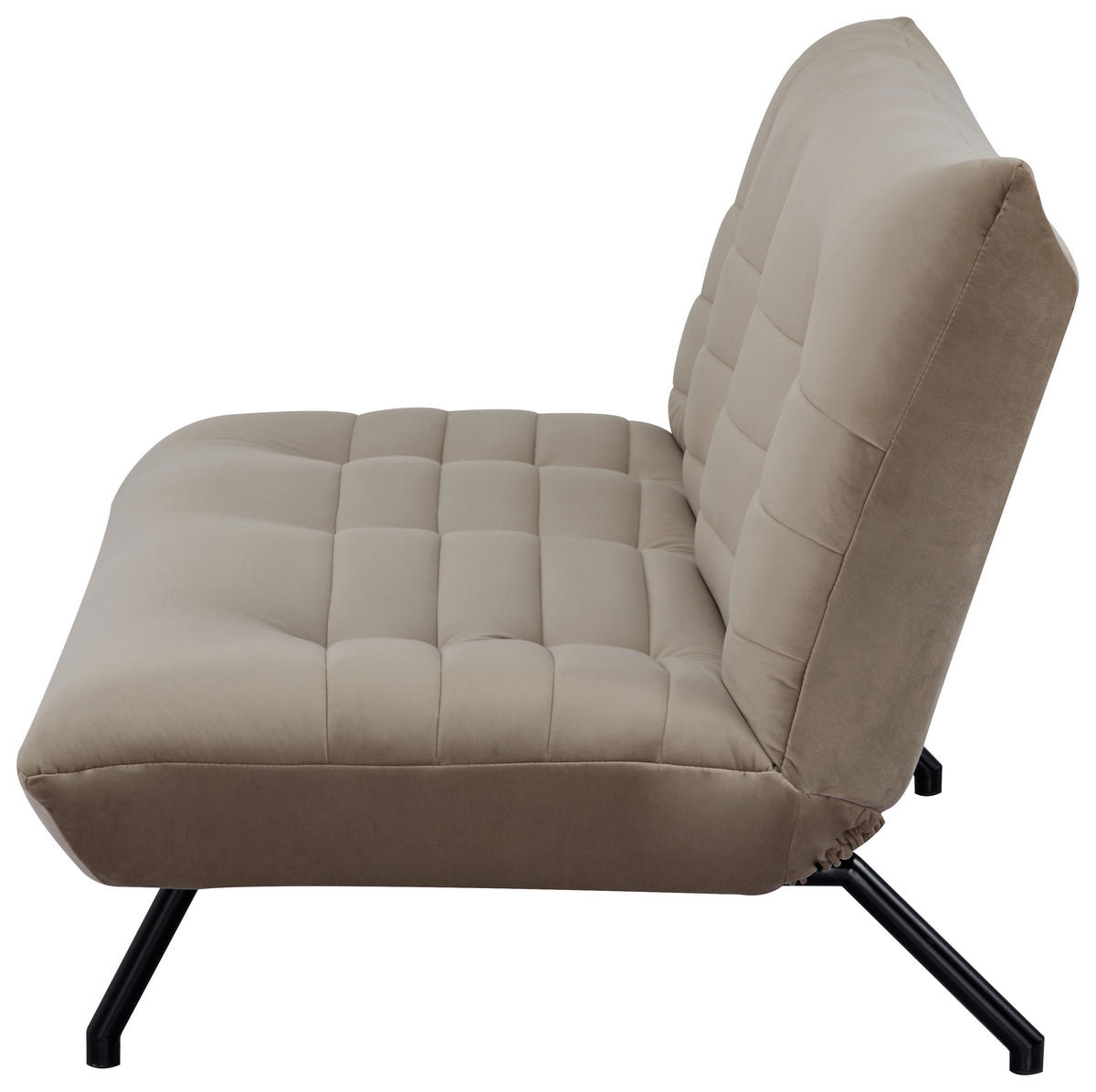 SCHLAFSOFA in Samt Taupe  - Taupe/Schwarz, MODERN, Textil/Metall (185/82/62cm) - MID.YOU