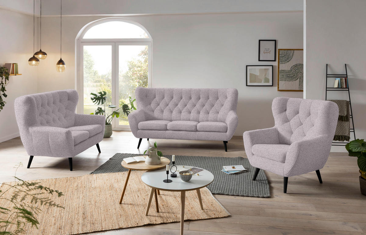 SESSEL in Flachgewebe Grau, Lila  - Anthrazit/Lila, Design, Holz/Textil (87/101/95cm) - Stylife