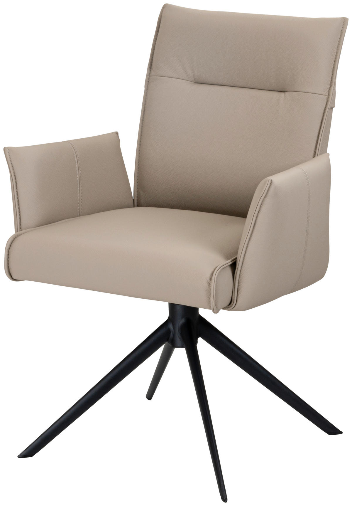ARMLEHNSTUHL  Sitzfläche 360° drehbar  Echtleder  Beige  - Beige/Schwarz, Design, Leder/Metall (60/88,5/57,5cm) - Valnatura