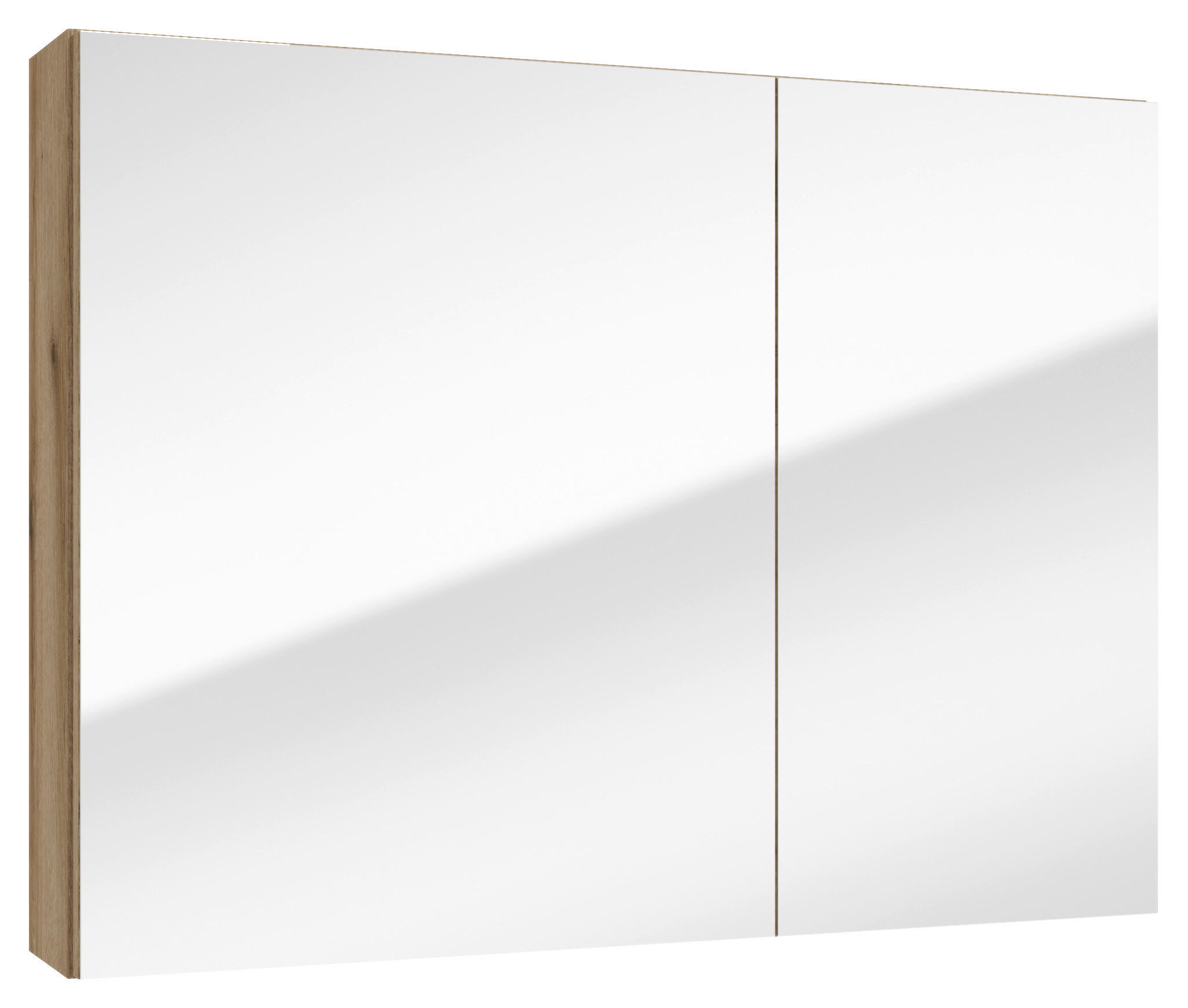 OMARA Z OGLEDALOM 80/60/15 cm  - barve hrasta, Moderno, steklo/leseni material (80/60/15cm) - MID.YOU