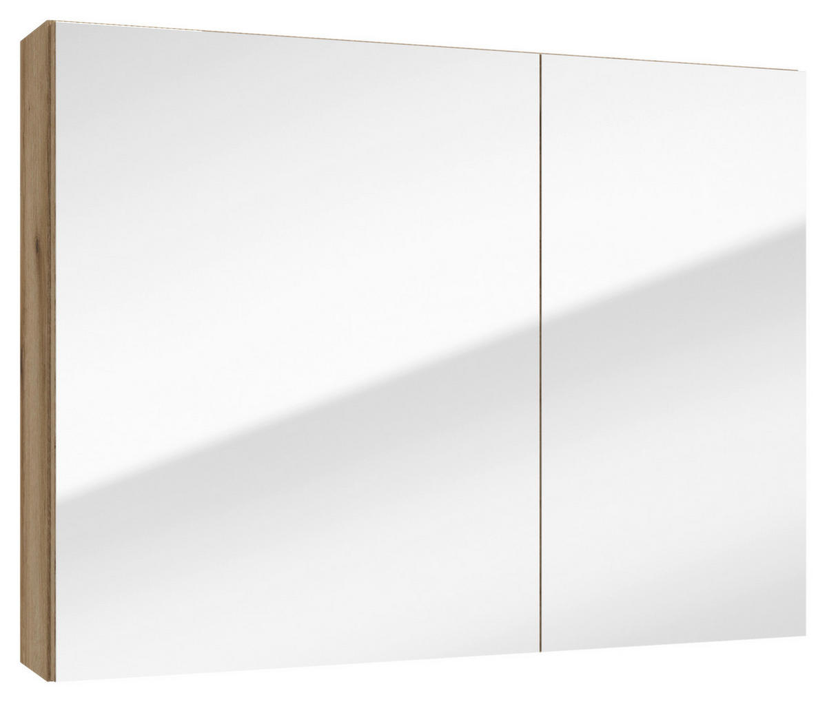 OMARA Z OGLEDALOM 80/60/15 cm  - barve hrasta, Moderno, steklo/leseni material (80/60/15cm) - MID.YOU