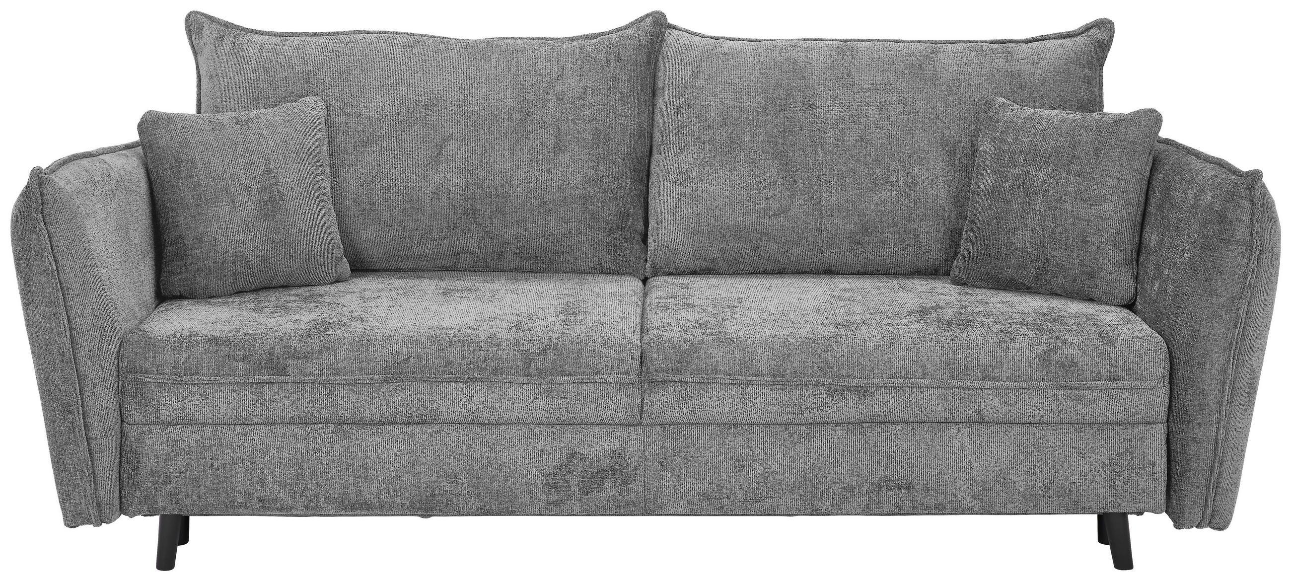 SCHLAFSOFA Chenille Hellgrau  inkl. Zierkissen, Rückenkissen, Bettkasten  - Hellgrau/Schwarz, KONVENTIONELL, Holz/Textil (238/99/108cm) - Carryhome