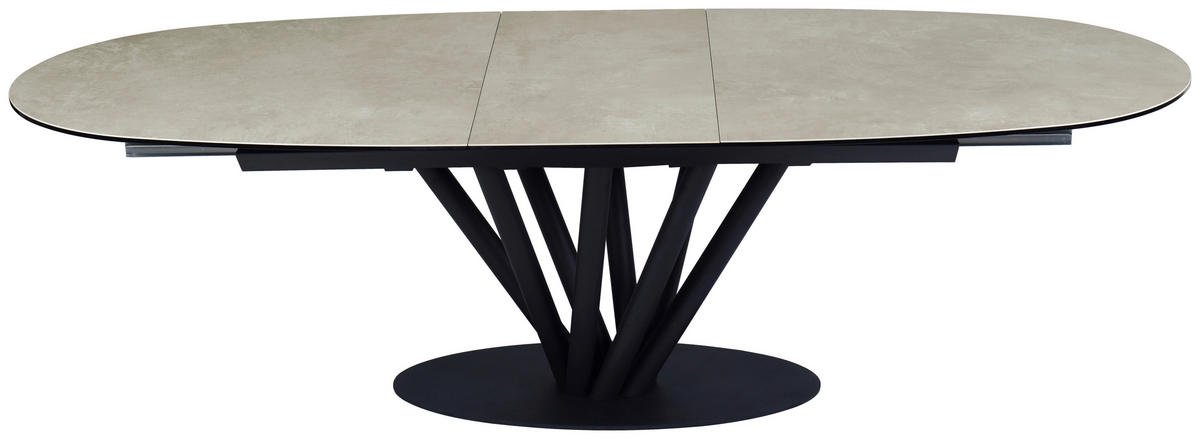 ESSTISCH in Metall, Glas, Keramik 210-260/110/76 cm  - Taupe/Schwarz, Design, Glas/Keramik (210-260/110/76cm) - Belluti