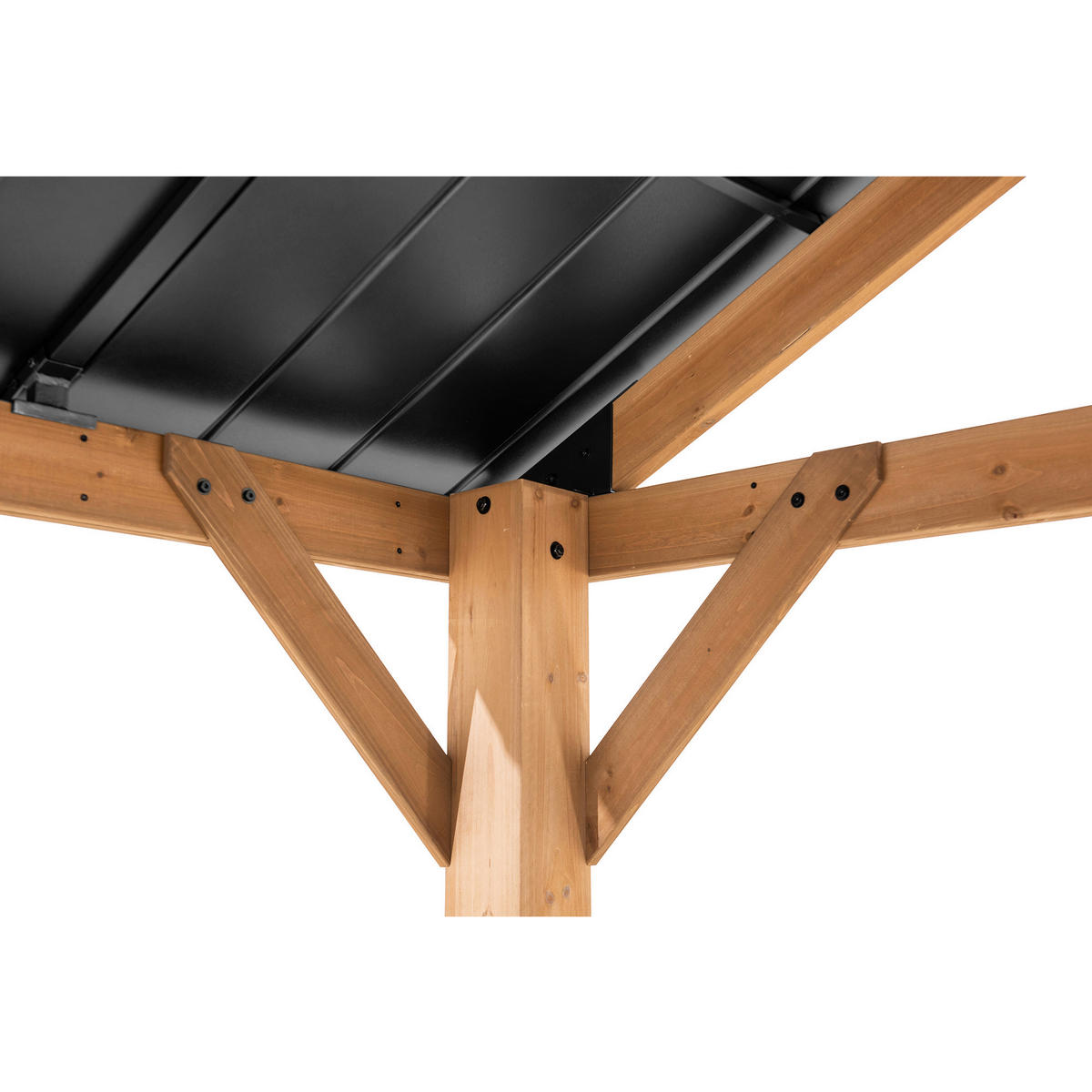 PAVILLON 404/306/465 cm  - Anthrazit/Naturfarben, Basics, Holz/Metall (404/306/465cm) - Modante