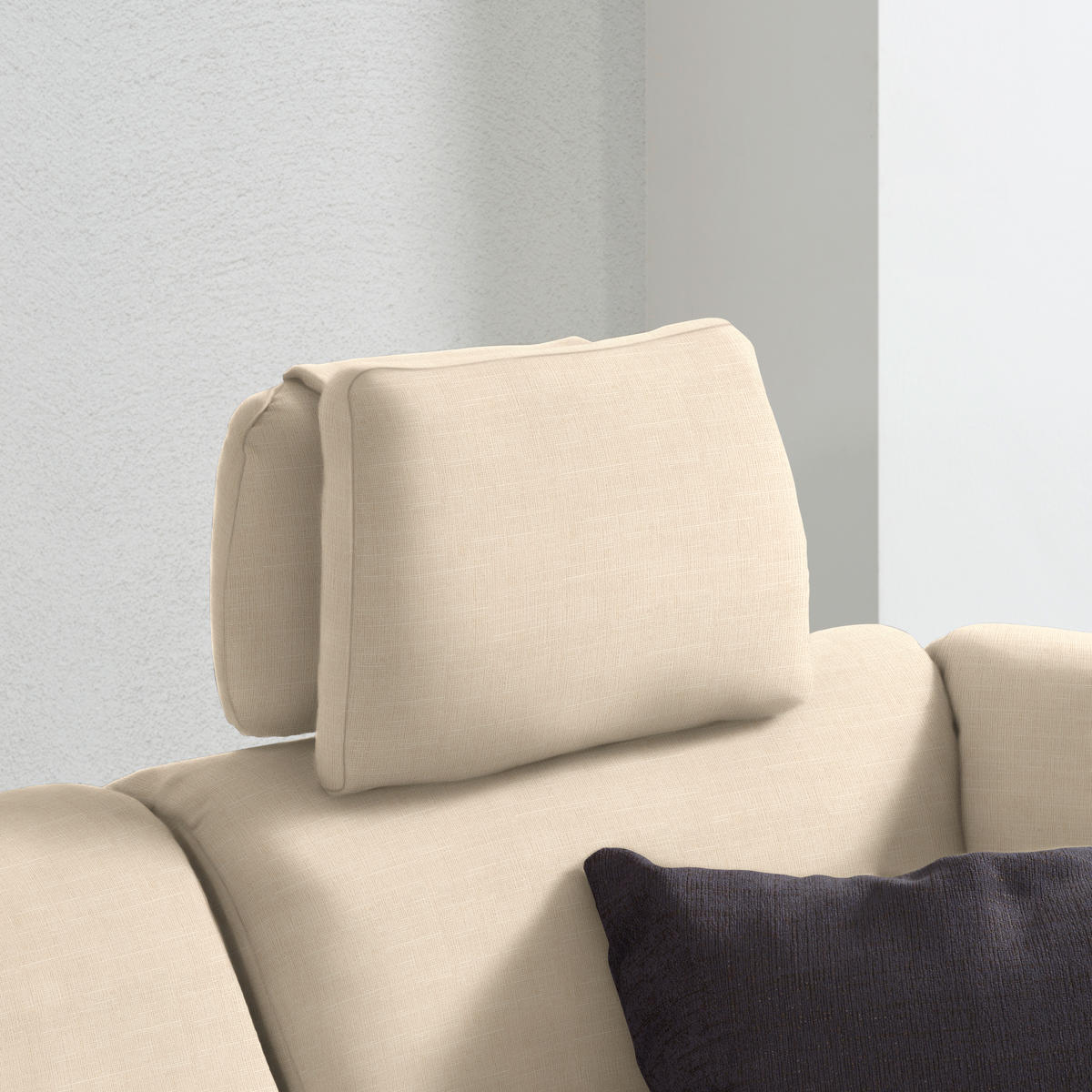 ECKSOFA in Chenille Creme  226/208 cm  - Creme/Schwarz, KONVENTIONELL, Textil (226/208cm) - Sedda