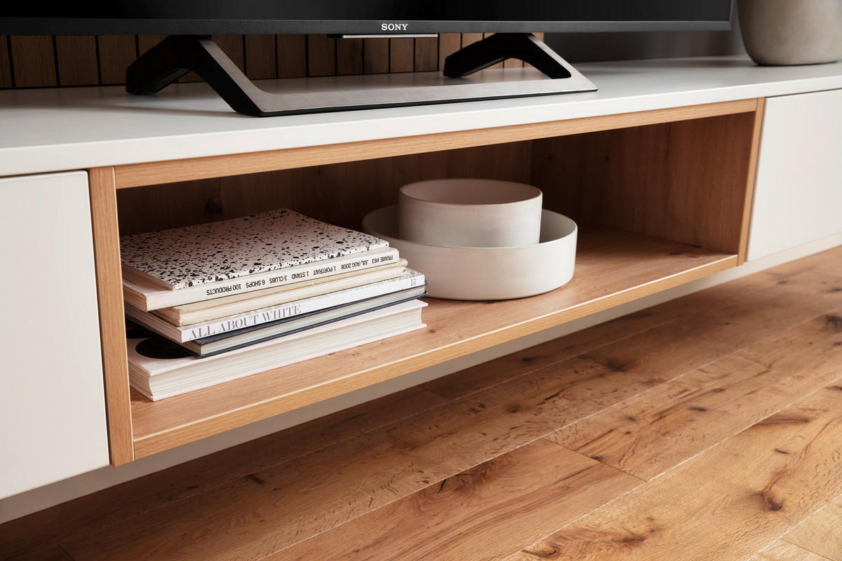LOWBOARD  in 250/25/45 cm  - Weiss/Eiche Artisan, Design, Holzwerkstoff (250/25/45cm) - Moderano