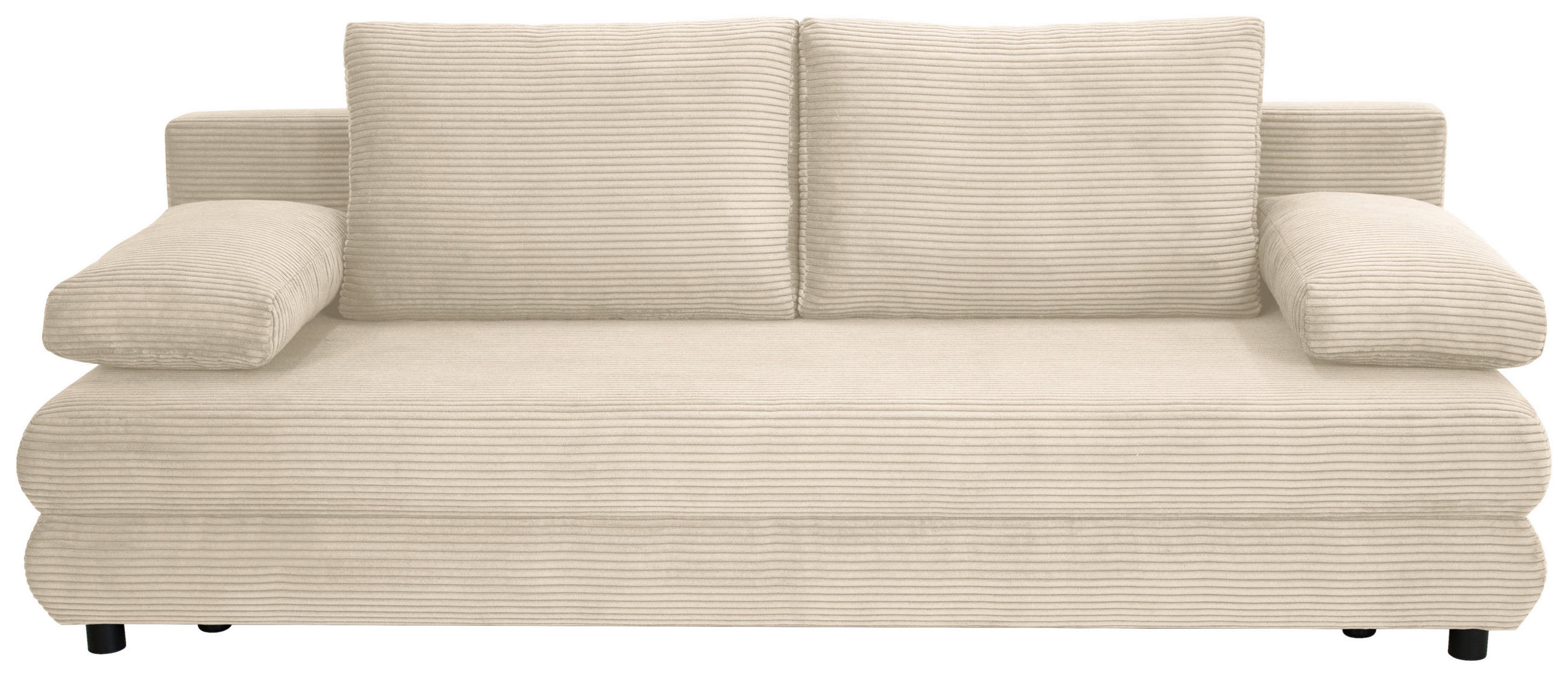 SCHLAFSOFA Cord Creme  - Creme/Schwarz, Design, Kunststoff/Textil (197/77/81cm) - home24