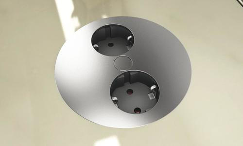 Einbausteckdose Twist Edelstahl 2-Fach ∅ 10,5 cm