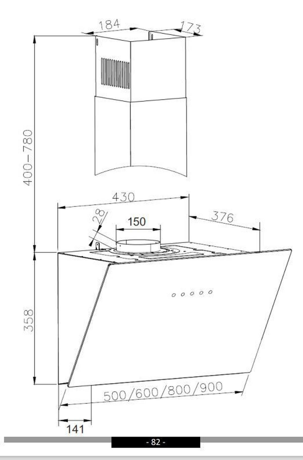 DUNSTABZUGSHAUBE 60550  - Schwarz, LIFESTYLE, Glas/Metall (80/75,8-113,8/37,6cm) - Amica
