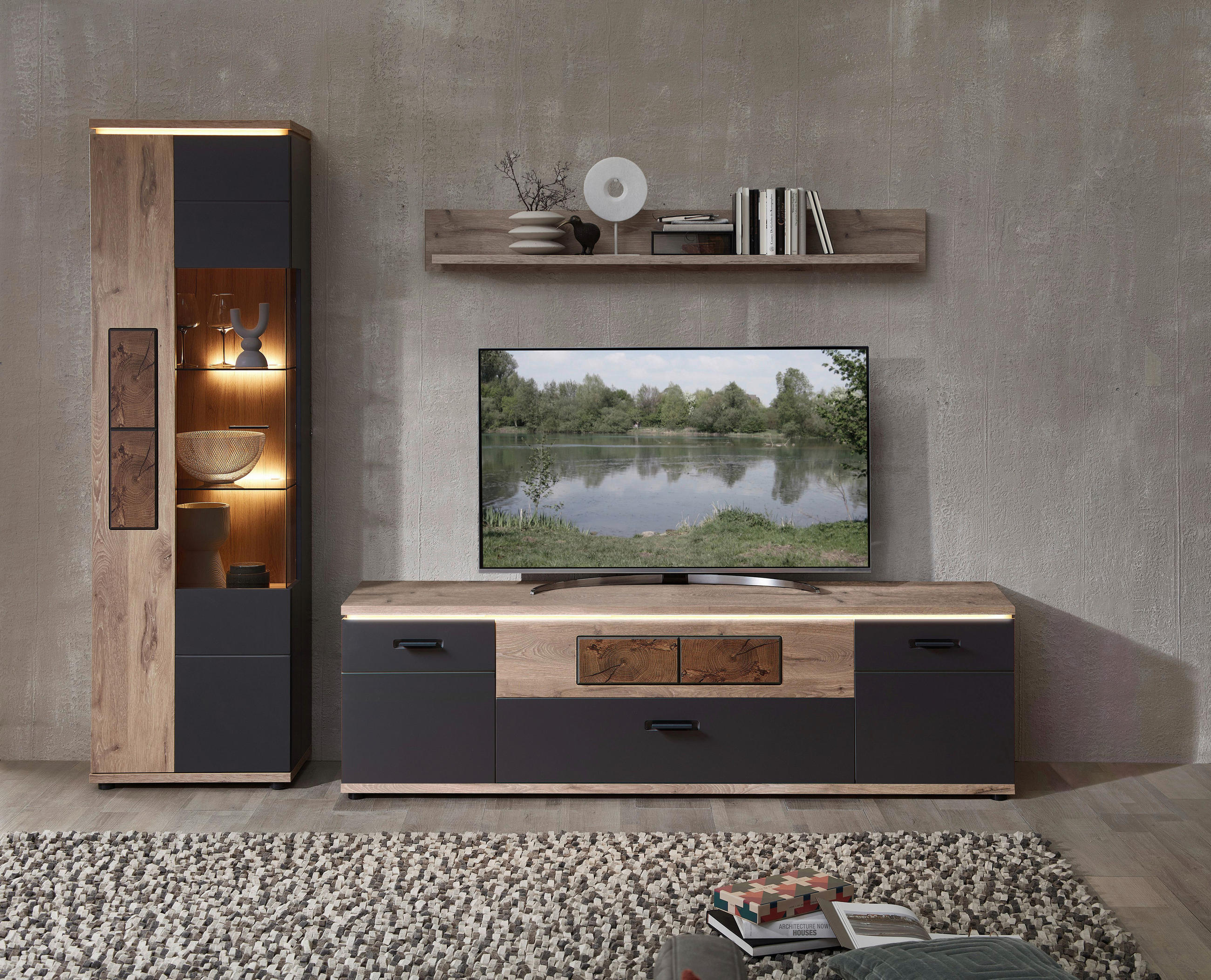WANDBOARD Eichefarben  - Eichefarben, MODERN, Holzwerkstoff (160/20/25cm) - Stylife
