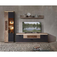 PAROI MURALE  in Graphitfarben, Eichefarben 275/202/47 cm  - couleur graphite/couleur de chêne, Modern, métal/verre (275/202/47cm) - Stylife