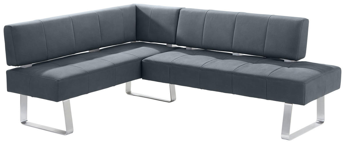 ECKBANK in Metall, Textil Grau, Edelstahlfarben  - Edelstahlfarben/Grau, Design, Textil/Metall (165/227cm) - Moderano