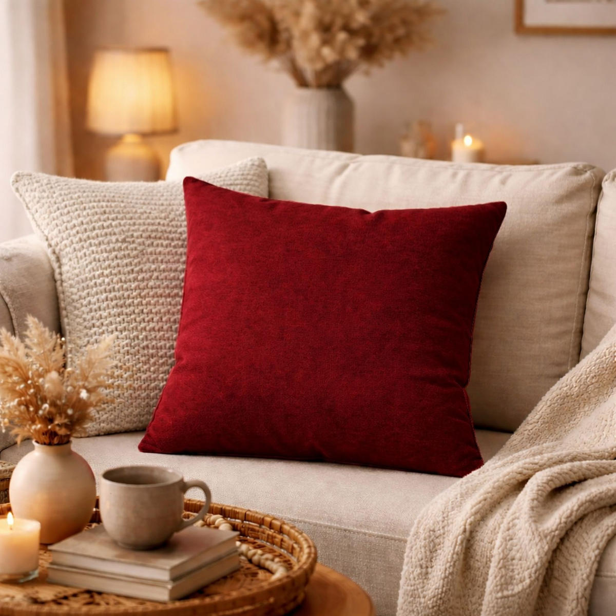 ZIERKISSEN  50/50 cm   - Bordeaux, Basics, Textil (50/50cm)