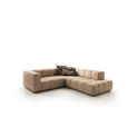 ECKSOFA in Echtleder Hellbraun  244/255 cm  - Hellbraun/Schwarz, Design, Leder/Metall (244/255cm) - Emilio Belluti