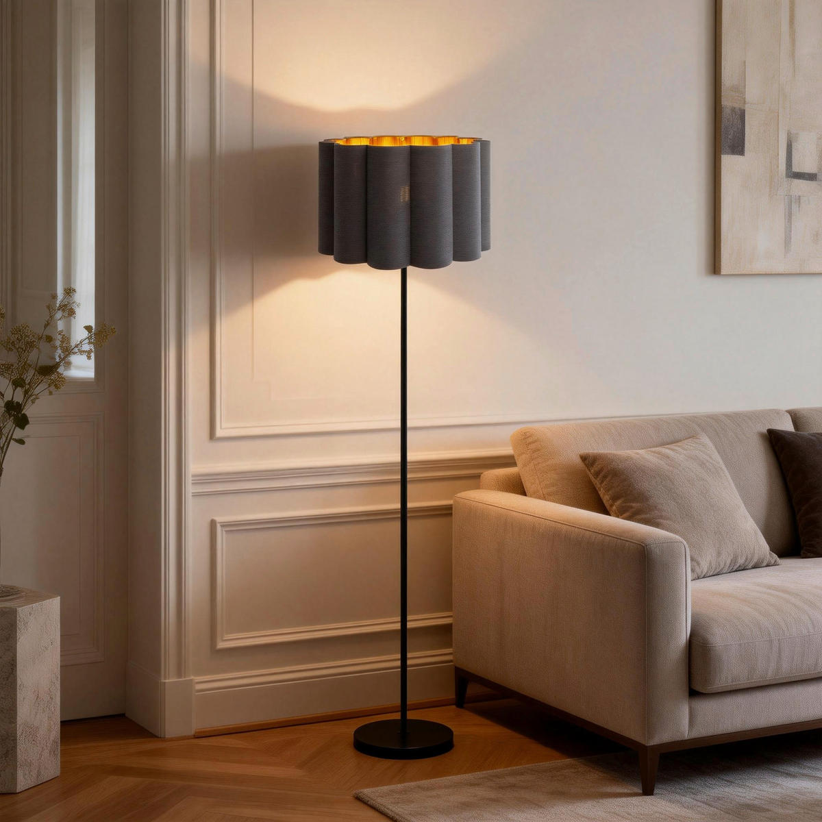 STEHLEUCHTE 40/150 cm    - Schwarz/Grau, Trend, Kunststoff/Textil (40/150cm) - Novel