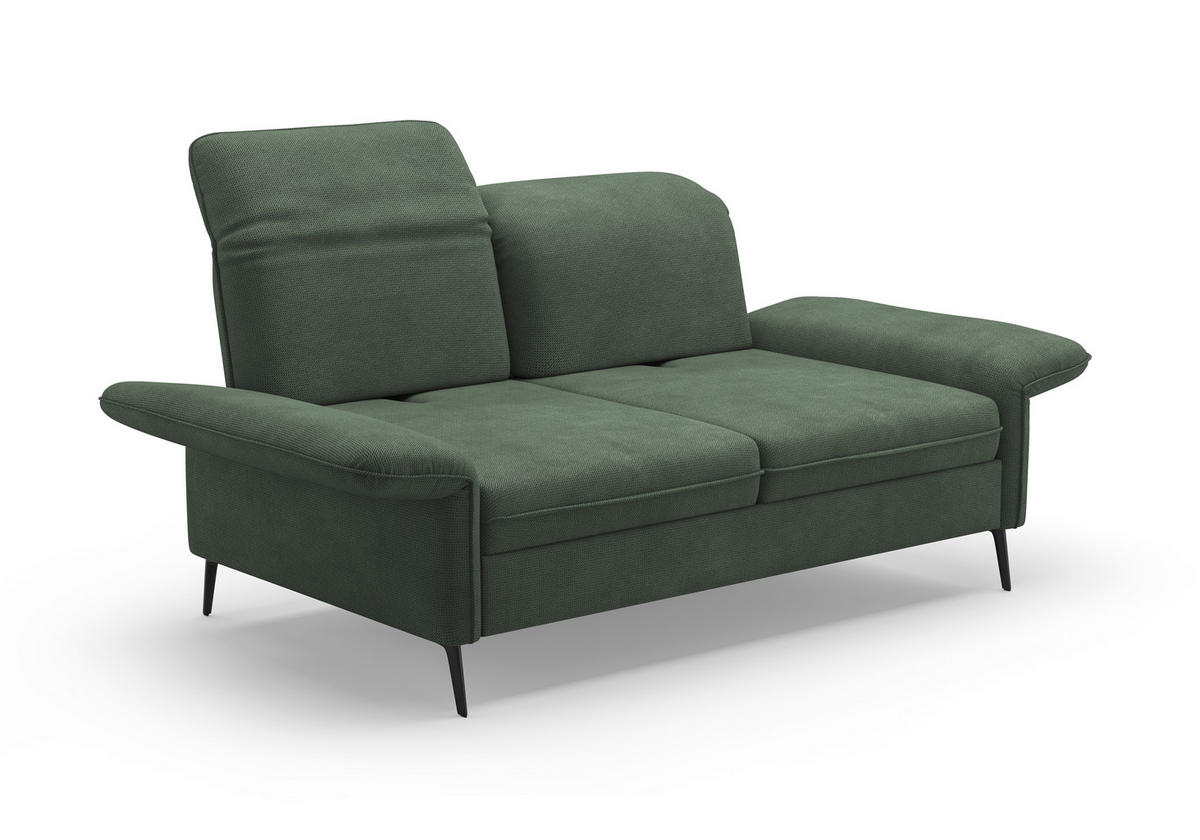 3-SITZER-SOFA in Flachgewebe Grün  - Schwarz/Grün, KONVENTIONELL, Textil/Metall (199/92/123cm) - Sit & More