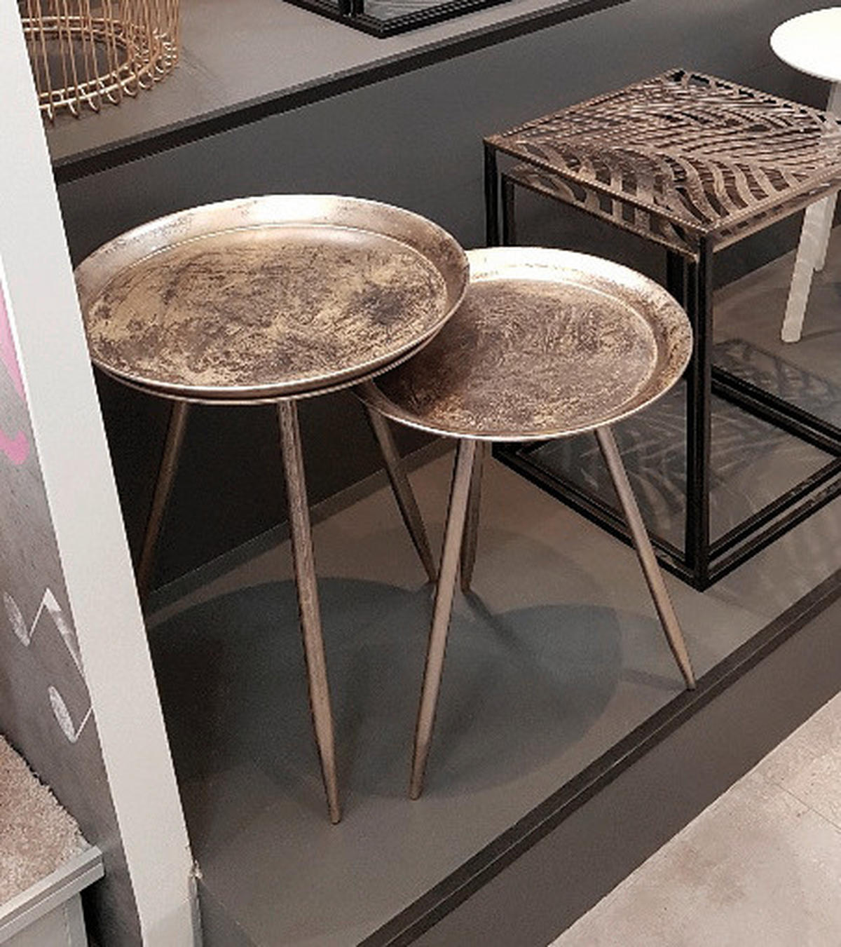 KISASZTAL fém  44/54 cm  - bronz, Modern, fém (44/54cm) - Modern Living
