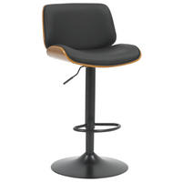 BARHOCKER in Holz, Metall, Textil Schwarz, Walnussfarben  - Walnussfarben/Schwarz, Design, Holz/Textil (47/87-108/50cm) - Stylife
