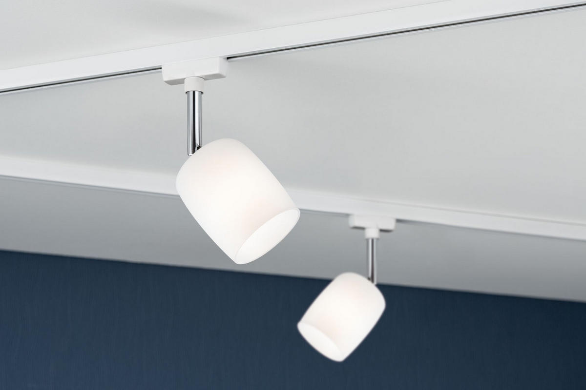 URAIL SCHIENENSYSTEM-STRAHLER - Chromfarben/Weiß, Design, Glas/Metall (7,4/12,8/11,5cm) - Paulmann
