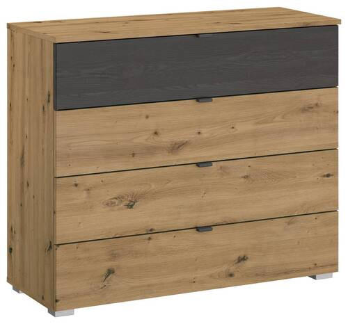 KOMÓD 93/81/42 cm  - fekete/alumínium színű, Modern, műanyag/faalapú anyag (93/81/42cm) - Rauch Möbel