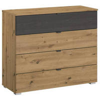 KOMÓD 93/81/42 cm  - fekete/alumínium színű, Modern, műanyag/faalapú anyag (93/81/42cm) - Rauch Möbel
