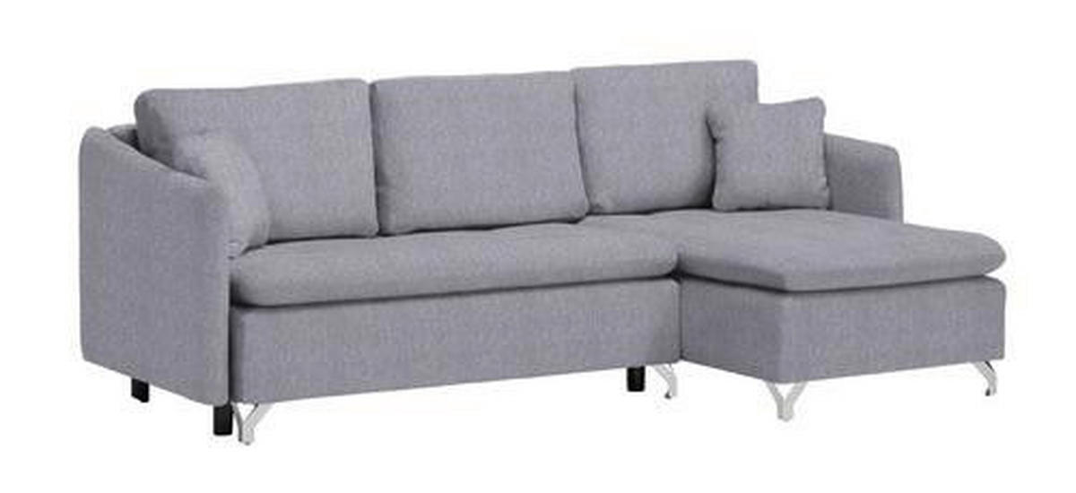 ECKSOFA Grau Struktur  - Silberfarben/Grau, Design, Textil/Metall (223/146cm) - Ti'me