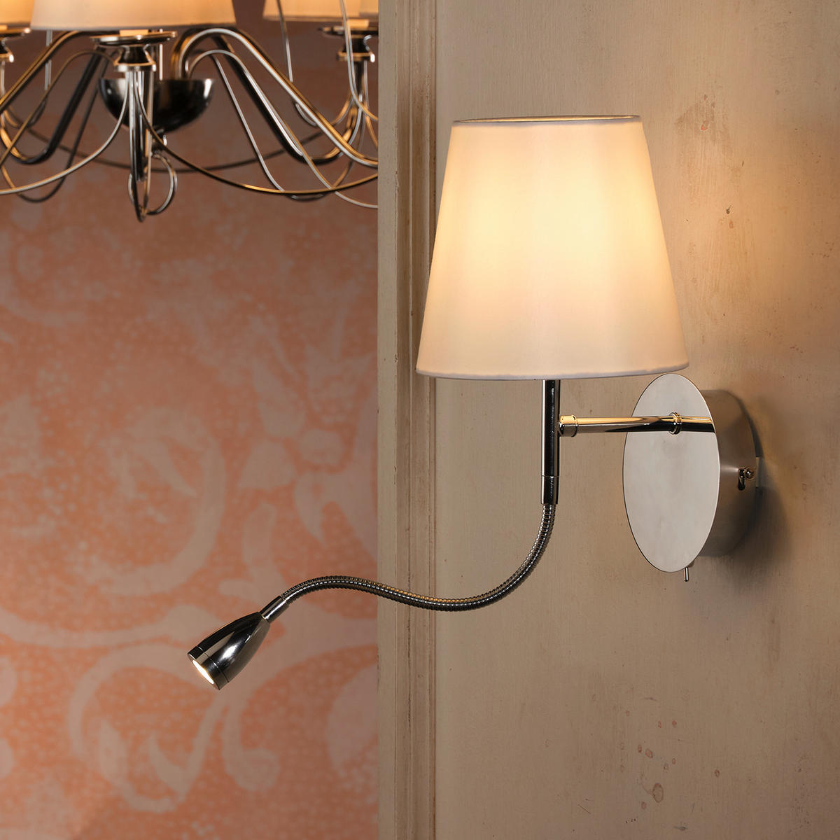 LED-WANDLEUCHTE 16/20/44 cm   - Chromfarben/Weiß, KONVENTIONELL, Textil/Metall (16/20/44cm)