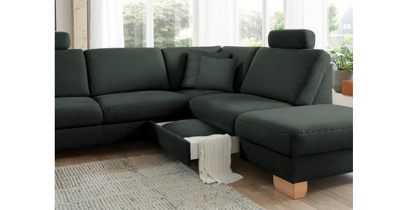 ECKSOFA in Mikrofaser Dunkelgrau  - Wildeiche/Dunkelgrau, Natur, Holz/Textil (286/236cm) - Voleo